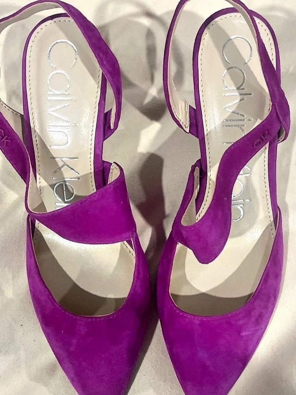 Calvin Klein Pointed Toe Slingback Heels in Purple Like New
